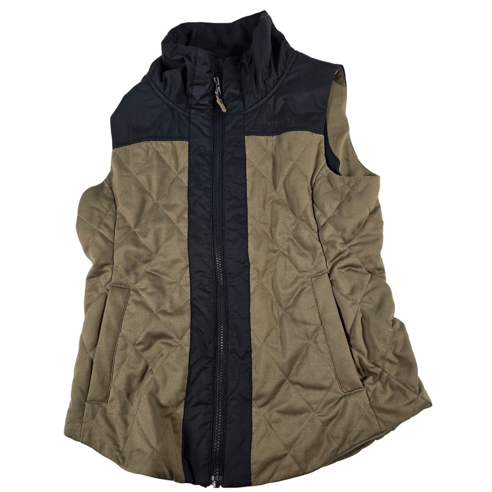 Marmot Mens Aruna‎ Quilted Vest Olive Green Black Full Zip G55450 Size Small